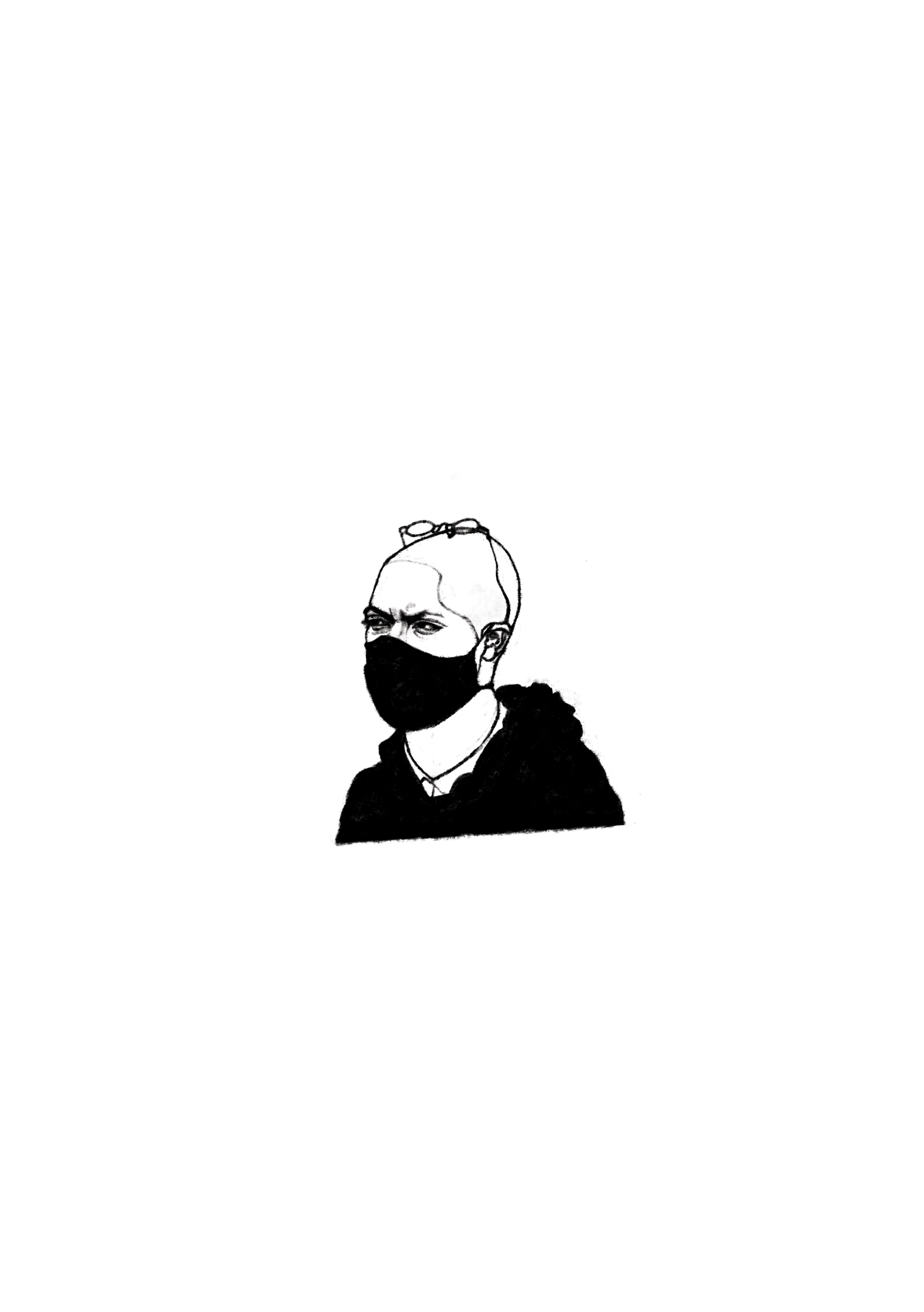 Woman with Mask — Linework